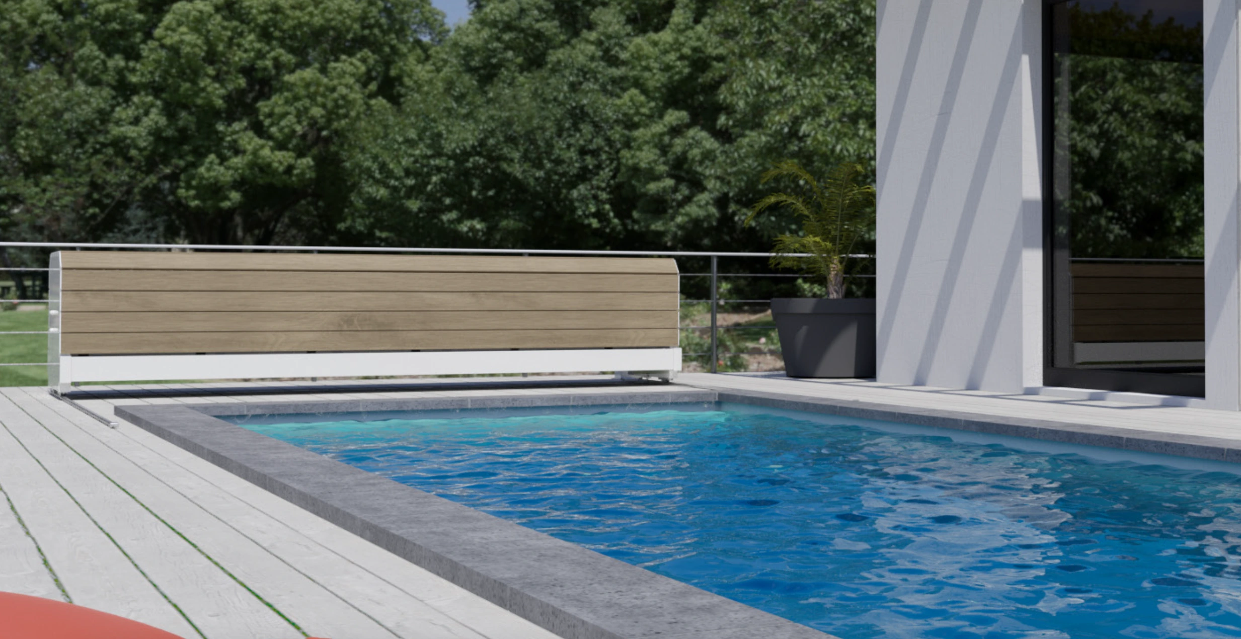 BANC Surf system pool cover for custom-shaped pools